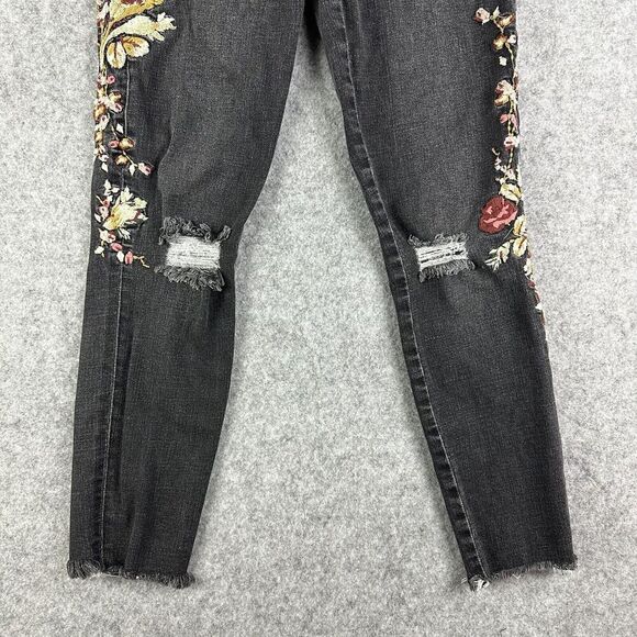 Abercrombie & Fitch Simone High Rise Ankle Jeans Womens 27 Floral Embroidered* - Picture 3 of 16